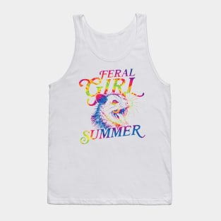 feral girl summer funny possum tie dye Tank Top